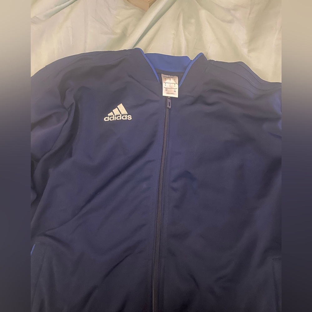 New without tags blue Adidas zip-up jacket size Large
